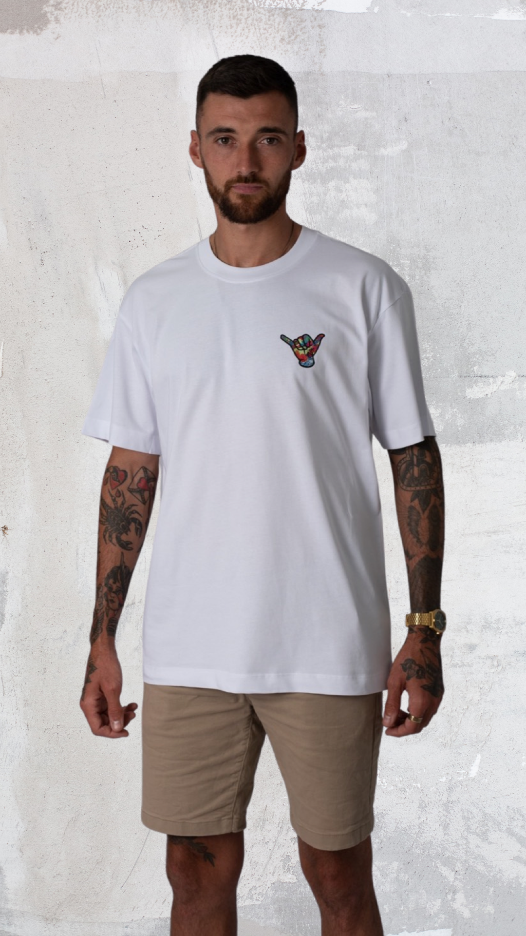 Shaka Hand Heavy Weight T Shirt (White)